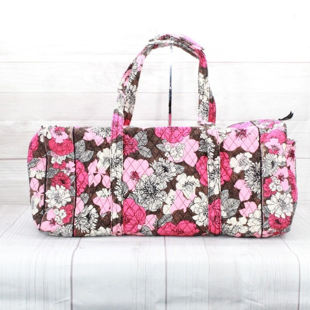 Vera Bradley Multicolor Floral Cotton Zip Top Quilted Travel Shoulder Duffle Bag - Picture 2 of 8